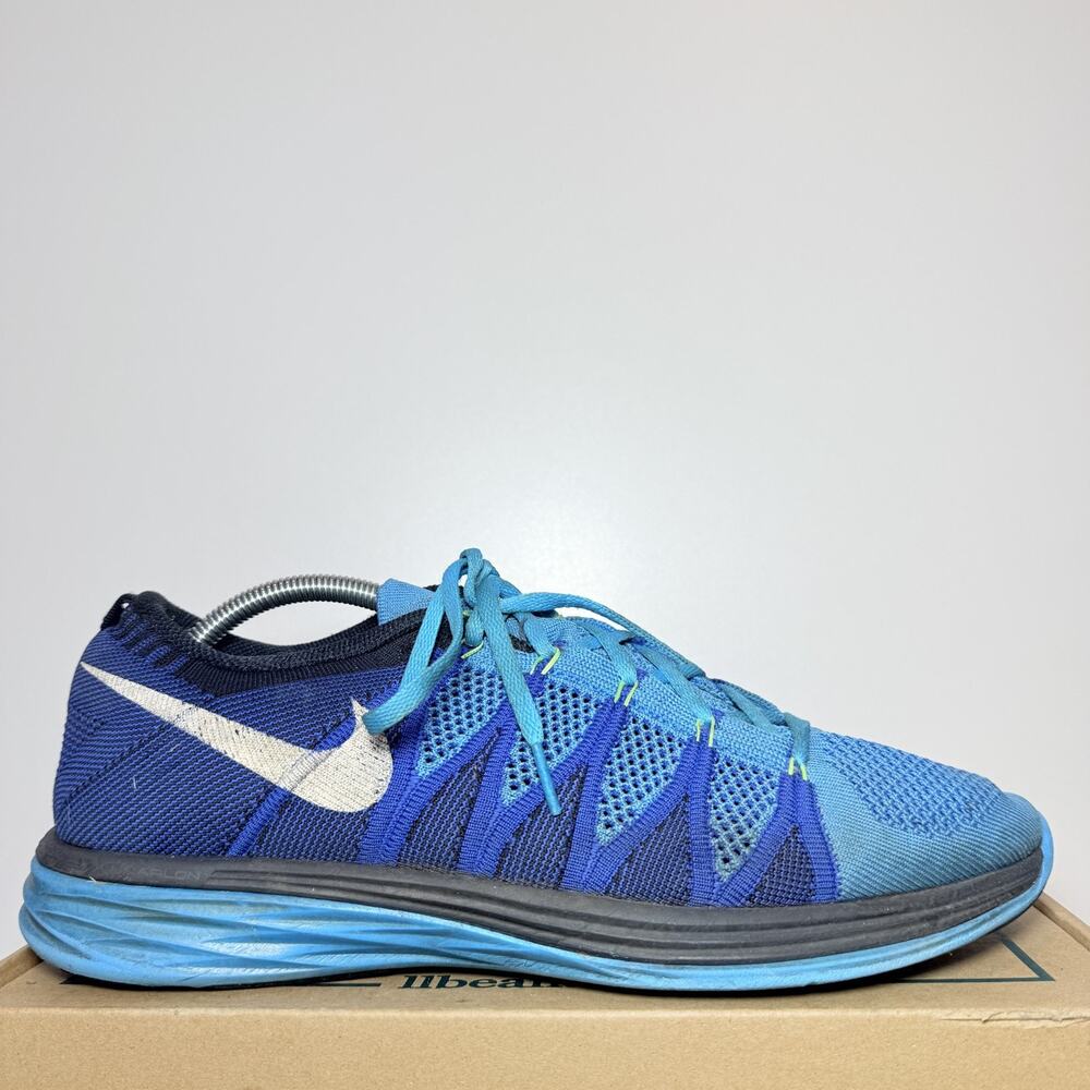 Nike Flyknit Lunar 2 Men's 11.5 Blue Running Shoes Sneakers Athletic Trainers
